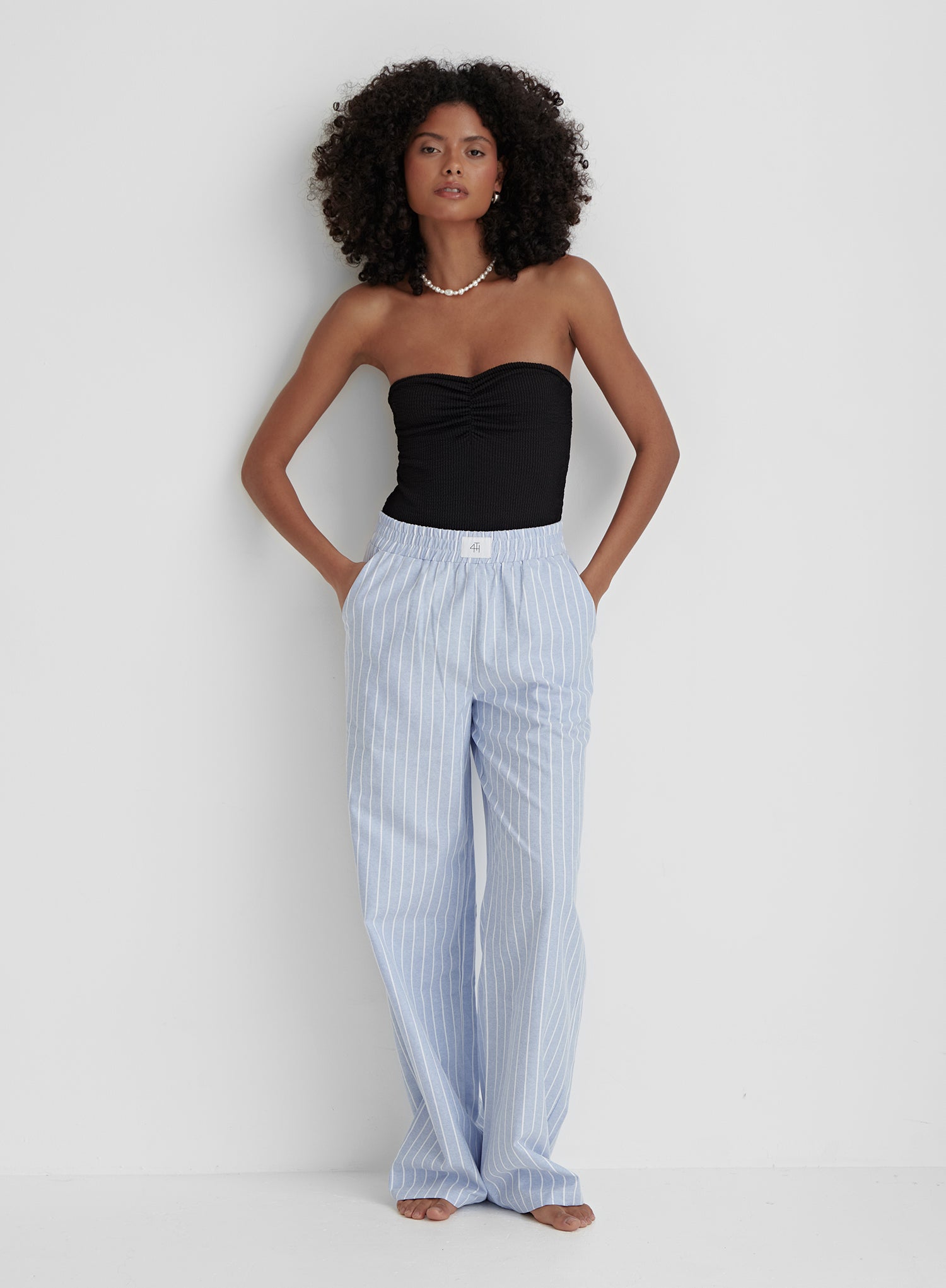 Black Crinkle Ruched Front Bandeau Swimsuit